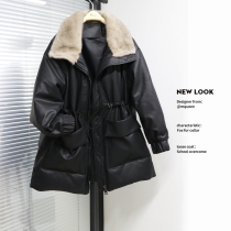 Ku Yin fried street stunned mink fur collar light soft sheepskin down jacket white duck jacket