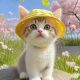 Cute cat hat with exposed ears, summer pet sun protection hat, British short German cat, kitten, dog fisherman hat
