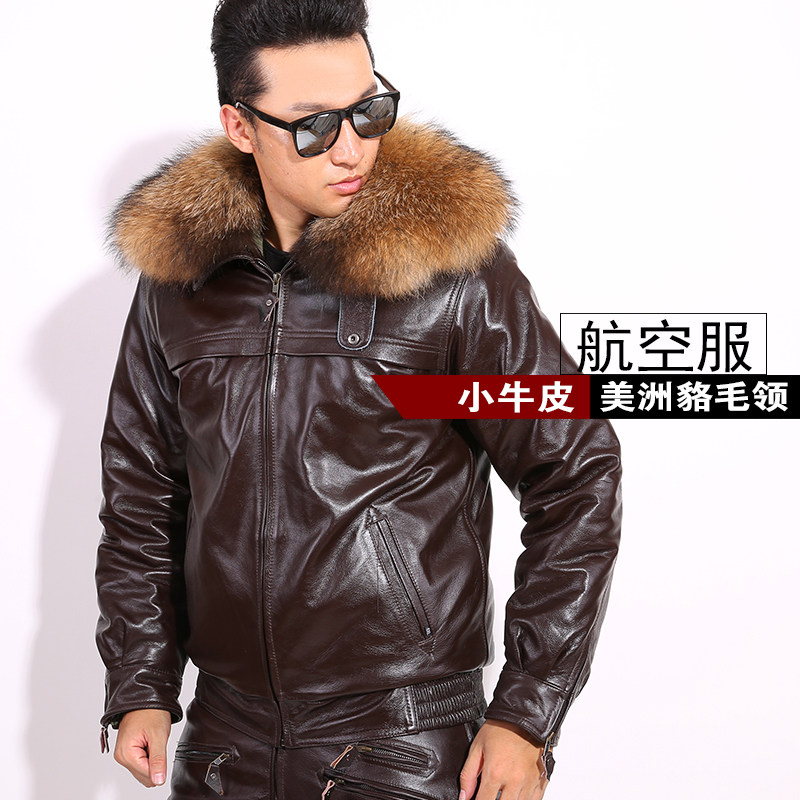 Medium Aged Genuine Leather Leather Clothing Men's Head Layer Cow Leather Pilot Leather Jacket Man Genuine Leather Air Force Locomotive Leather Clothing Men Harei