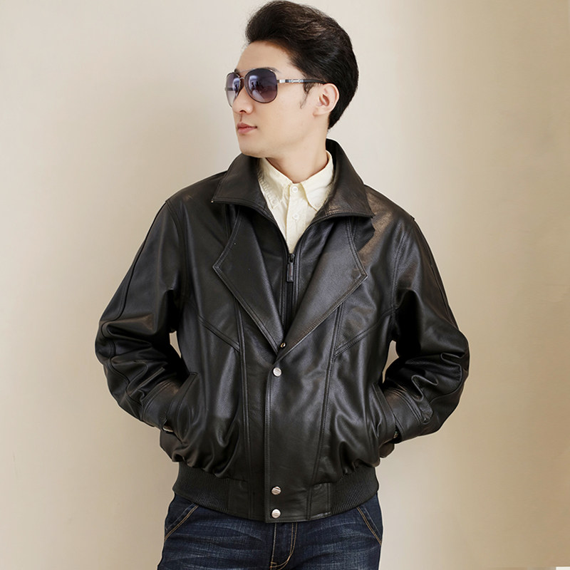 Deer Pippa men's leather Air Force Pilot leather jacket Short-collar jacket Autumn winter Harley Locomotive Leather man