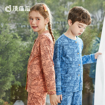 top melon children's pajamas spring autumn girls boys thin air conditioning clothes big girl baby pure cotton home uniform boys