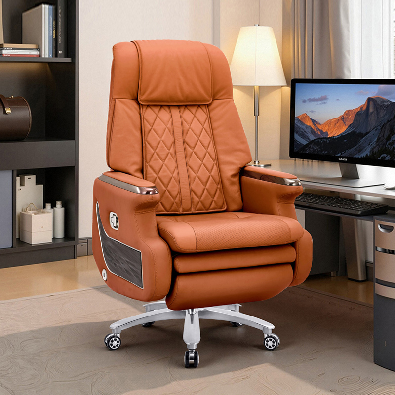 High-End Electric Massage Executive Chair, New Style Office Recliner, Comfortable for Napping, Long-Term Sitting, Business Seat, Genuine Leather