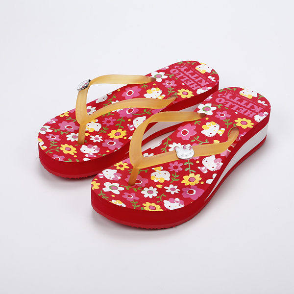 HELLO kitty Katie cat flowers thick bottom clip slippers red blue-Taobao