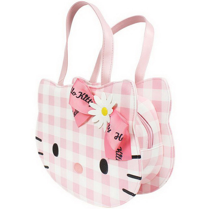 Hello Kitty Check and Floral Bow Tote Bag