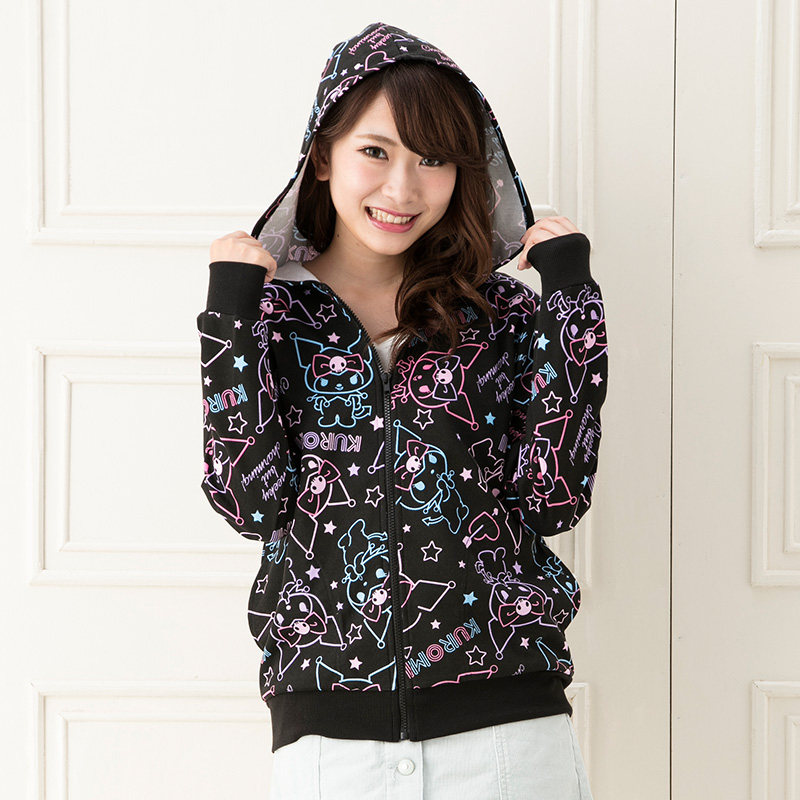 Sanrio Kuromi Neon Small Devil's Cool Lomi Bow Tie Hat Blouse