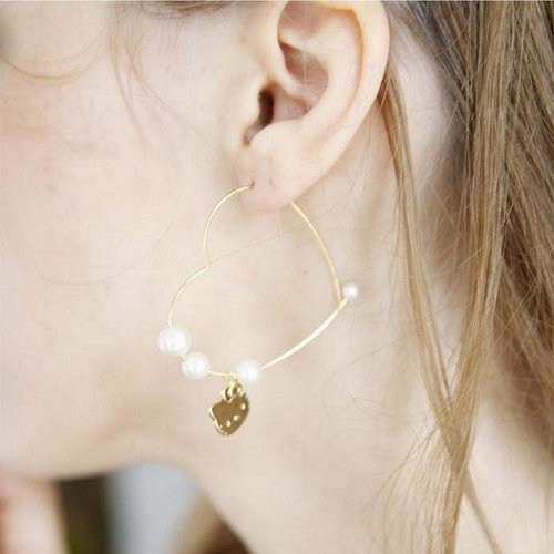 ninamew X hello kitty joint limited Katie heart-shaped pearl earrings - Taobao