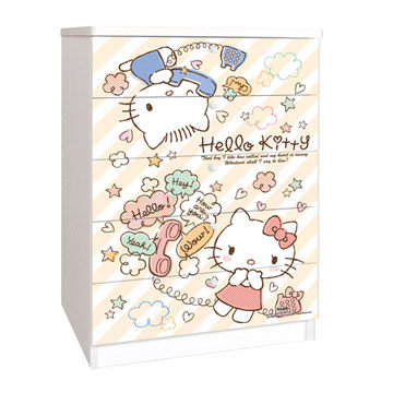 Hello Kitty Non-toxic Furniture-Happy Little Whisper Five Bucket Cabinet