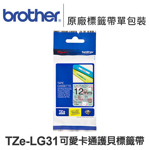 Brother TZe-LG31 LINE FRIENDS protective bay label with 12mm (green bottom black character)