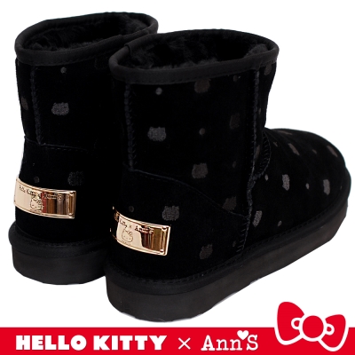 HELLO KITTY X NS KT HIDE CAT CAT LEATHER SNOW BOOT GIFT BOX BLACK