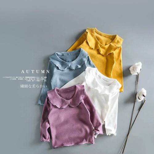 Осенний хлопковый эластичный детский базовый приятный телу лонгслив, детская одежда