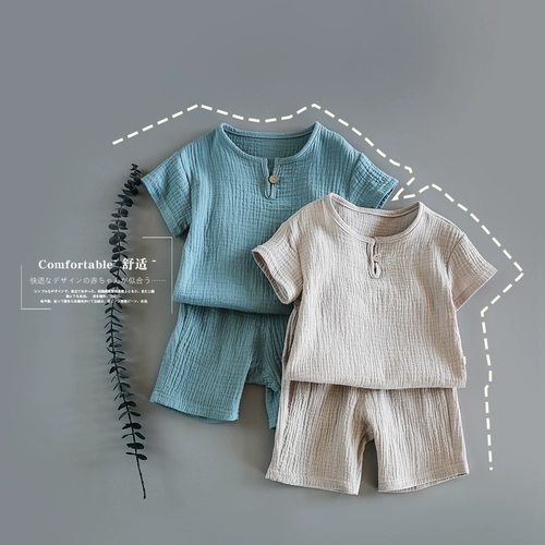 Дышащий летний хлопковый мягкий комплект подходит для мужчин и женщин, короткий рукав