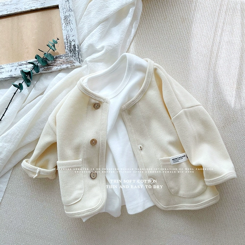 Детский кардиган, футболка, комфортная куртка подходит для мужчин и женщин, свободный крой, круглый воротник, в западном стиле