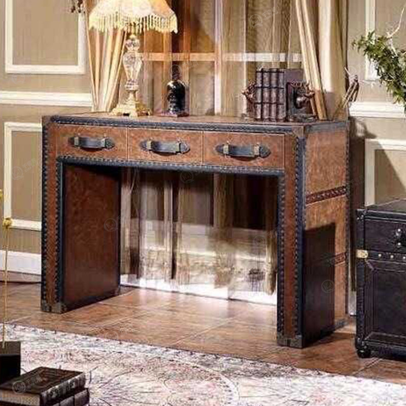 American Countryside Classic Nostalgia Retro Oil Wax Leather Desk Creative Whisky Cigar Bar boss Table dresser-Taobao