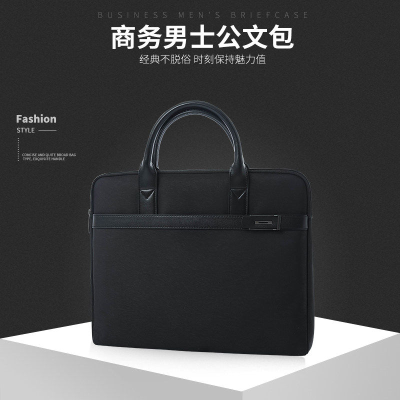 Briefcase Men's Business Brief High-end Canvas A4 Aung Tdocuments Package Large-capacity Office Handheld Multi-Level Meeting Package-Taobao