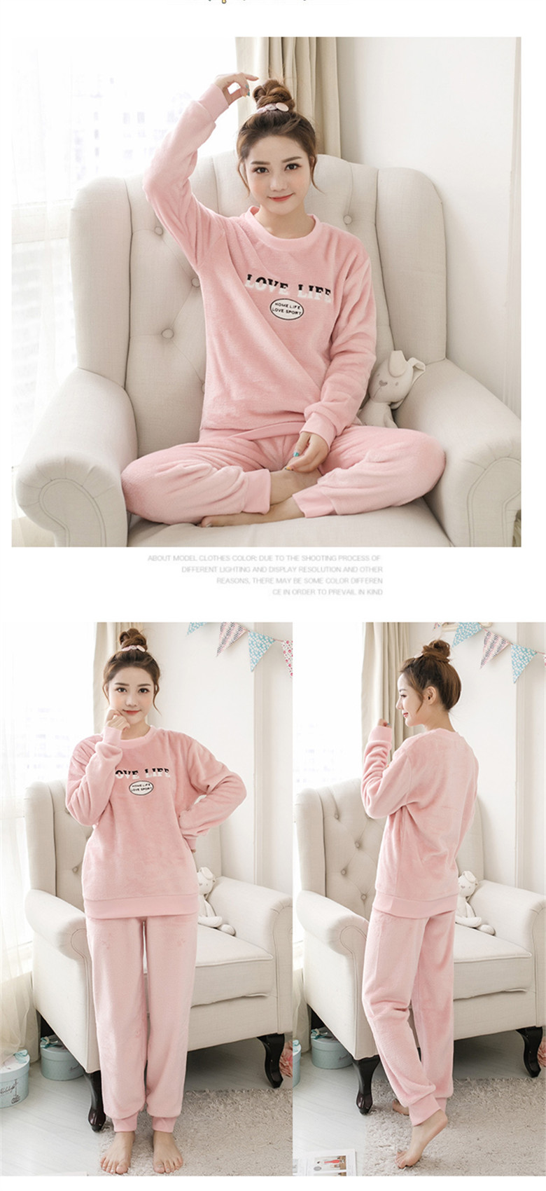 Bộ đồ ngủ nữ mùa thu và mùa đông flannel Phiên bản Hàn Quốc của ký túc xá sinh viên tươi nữ đồ ngủ nhung san hô Bộ đồ ngủ mùa đông đặc biệt phù hợp với phụ nữ đồ mặc nhà