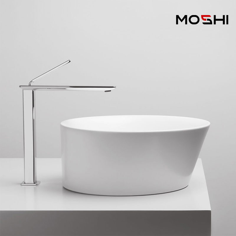 Moshi Nordic black square heightened hot and cold faucet basin personalized hotel homestay all copper wash basin