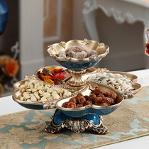 European double-layer five-grid dried fruit plate creative multifunctional home living room coffee table fruit plate luxury ornaments decoration gifts