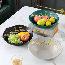 New Chinese Creative Resin Fruit Pan Swing Piece Home Living Room Tea Table Fruit Snack Containing Fruit Tray Minima Plate