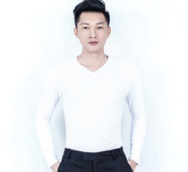 男式成人拉丁舞摩登舞国标舞广场舞交谊舞上衣舞蹈练功服长袖V领