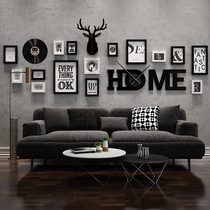 Nordic solid wood living room sofa background photo wall HOME big watch combination Restaurant photo frame combination interchangeable photo