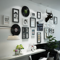 Solid wood photo frame large wall Modern simple photo wall Nordic combination photo wall Deer head decorative painting Interchangeable photo