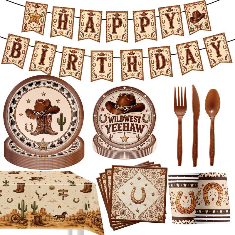 Amazon Brown Western Cowboy Birthday Party Decoration Disposable Party Tableware Set Paper Plates and Napkins Amazon Brown Western Cowboy Birthday Party Decoration Disposable Party Tableware Set Paper Plates and Napkins