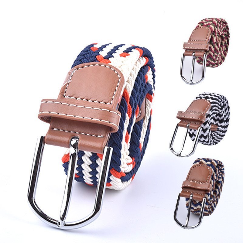 Men and women's belt Braided belt Men's pin buckle elastic outdoor Korean wave couple pants belt Student belt