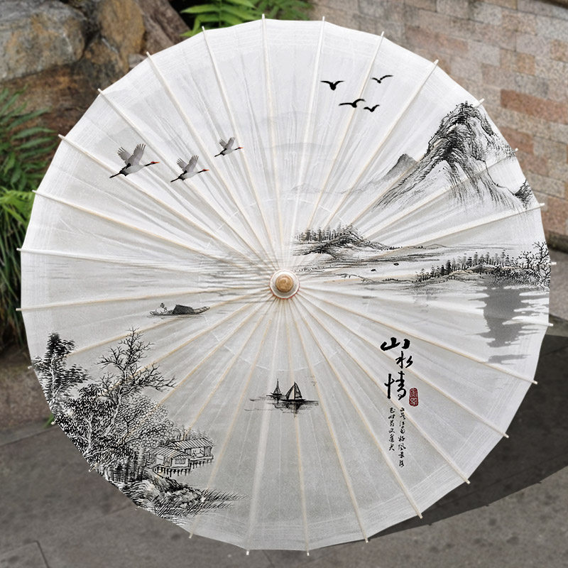 (Landscape)Ancient style Classical oil paper umbrella Practical rainproof sunscreen Vintage handmade shade Traditional Hanfu photography