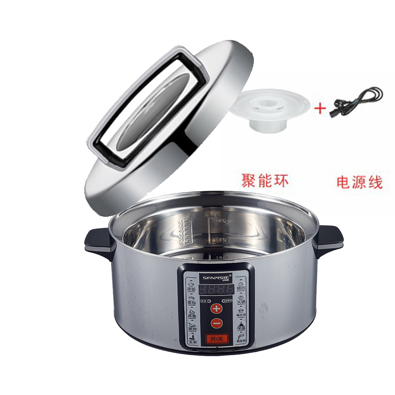 Sams 32cm Electric Steamer Pot Multi-Functional Household Large-Capacity Electric Steamer Stainless Steel Hot Pot with Automatic Power Off
