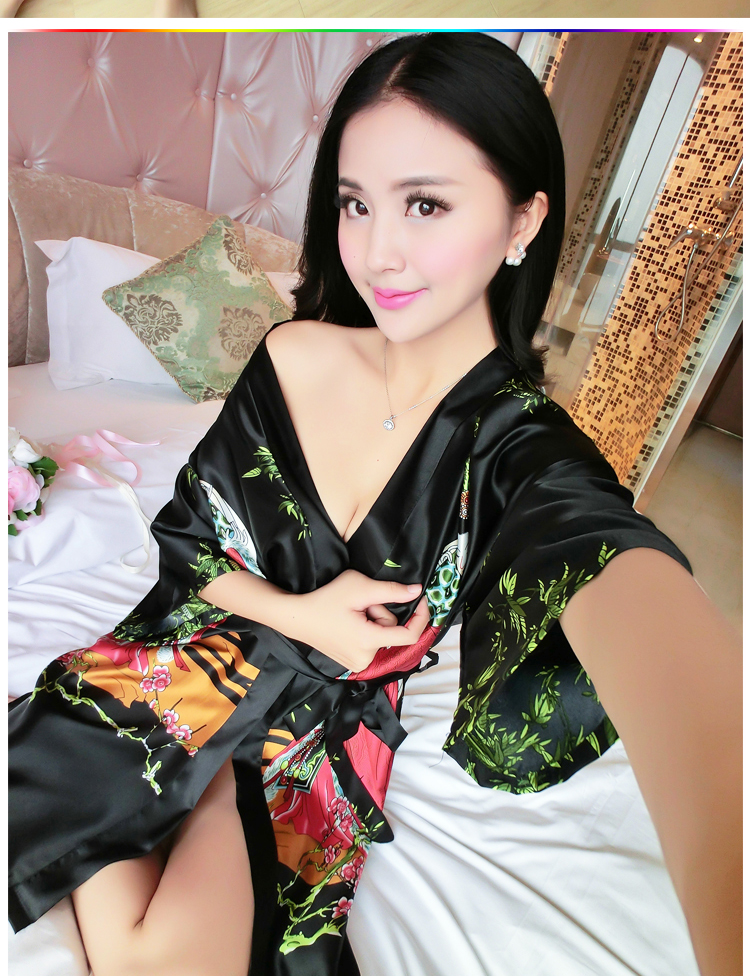 Nữ duy nhất khí áo ngủ nữ mùa hè sexy mê hoặc băng lụa siêu ngắn nightdress vui vẻ áo choàng tắm lụa yukata phần mỏng nữ