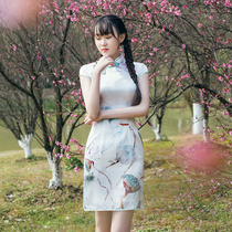 Silk new cheongsam 2021 summer young girl fresh Chinese style fashion short daily dress