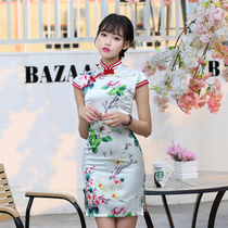 Silk 2021 New mulberry silk cheongsam short summer modified dress young girl high end