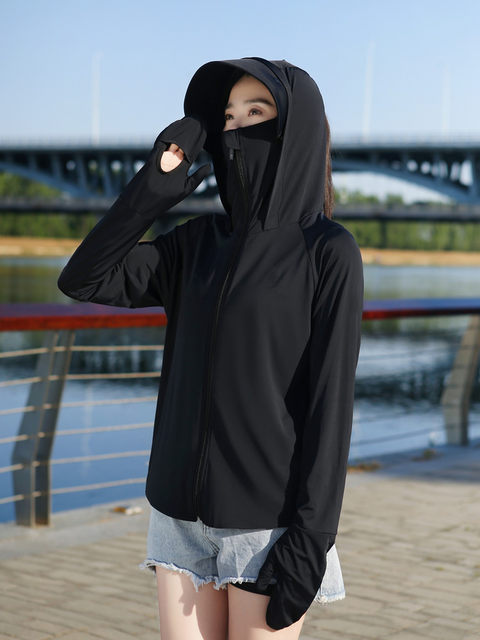 Vinyl brim removable sun protection clothing for women, ice silk breathable outdoor cycling and driving imitation UV clothing, loose for travel