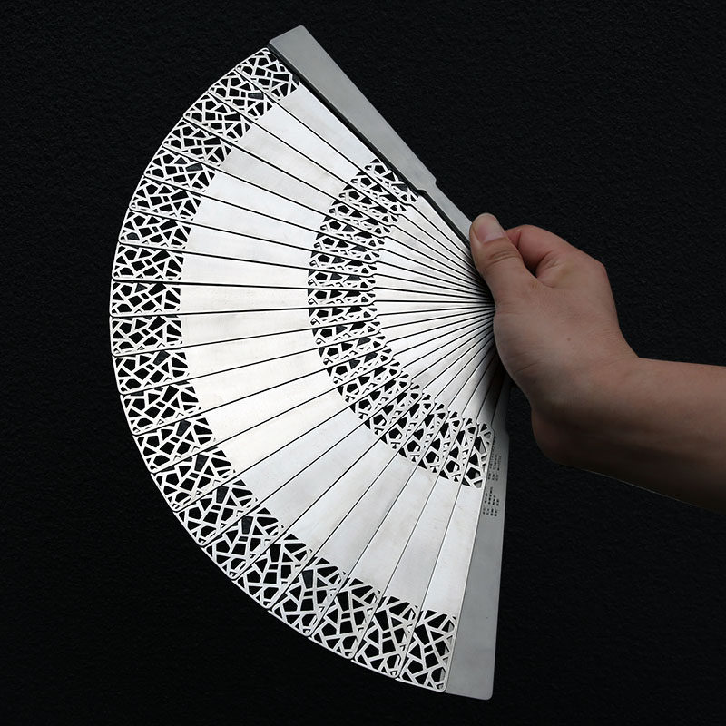 FEGVE Figo Full titanium alloy folding fan ancient square kung fu tactical Tai Chi anti-body fan square cloud roll
