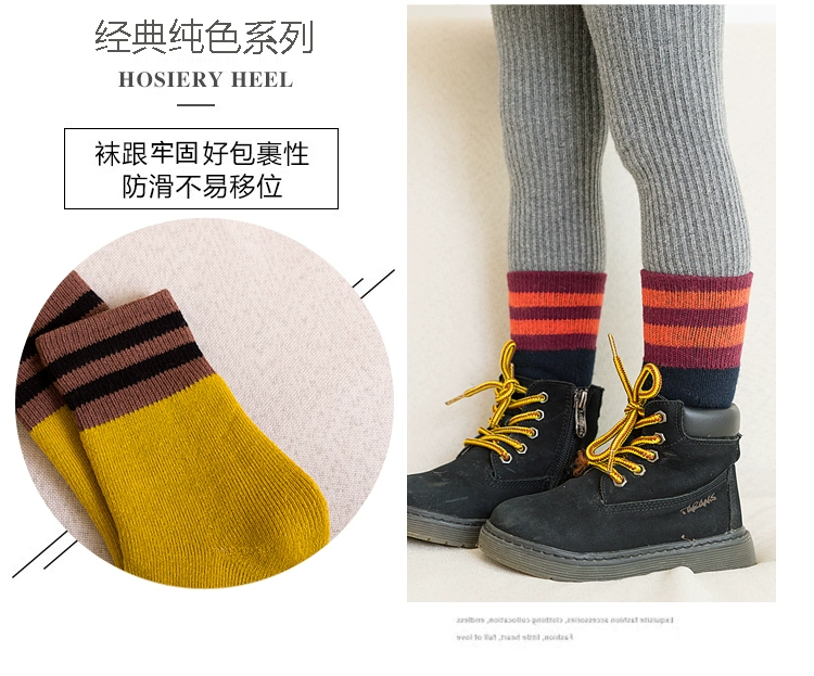 Tất trẻ em, bé trai và bé gái, mùa thu và mùa đông, cotton, dày, cộng với nhung, ấm, ống dài, lớn, vừa, em bé, khăn, vớ