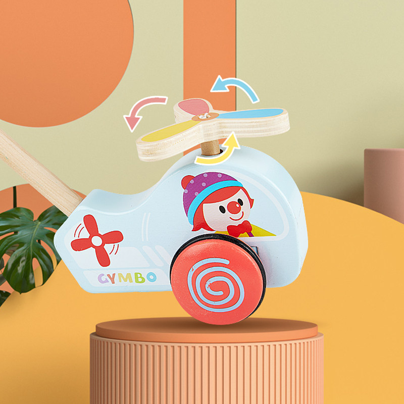 Jinbaby hape Toy Helicopter Wooden Push for Led Clothing Grid Children and Girls