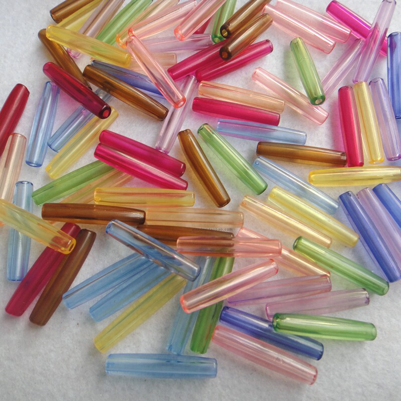 25mm Long Transparent Colorful Acrylic Tube Beads Hot-Selling in Summer and Autumn Beading Kit Materials DIY Loose Beads Long Tube Beads
