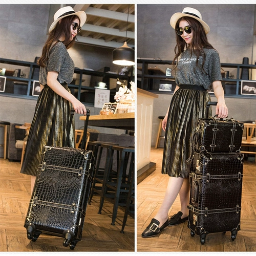 Ретро универсальный черный чемодан, популярно в интернете