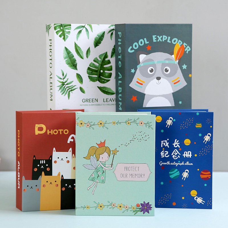 Photo Album Family Edition Insert-Type Large Capacity 6inch Children's Baby Growth Memory Album 5inch Kindergarten Graduation Photo Storage Album Photo Album 6inch Large Collection Star Card Album Photo Album Polaroid