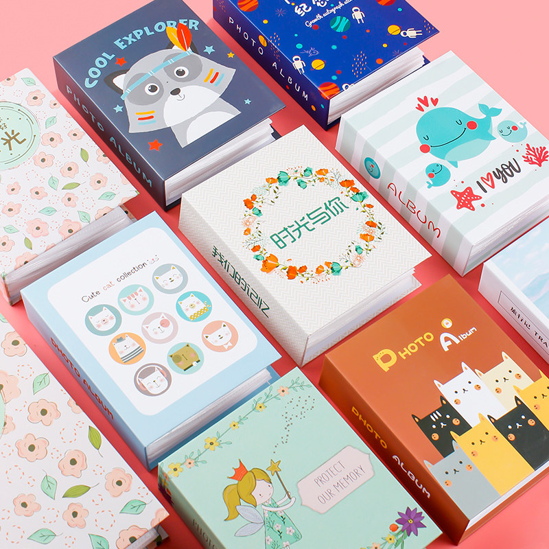 Photo Album Family Edition Insert-Type Large Capacity 6inch Children's Baby Growth Memory Album 5inch Kindergarten Graduation Photo Storage Album Photo Album 6inch Large Collection Star Card Album Photo Album Polaroid