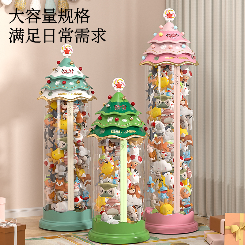 Doll Storage Bin with Large Diameter Zipper, Household Children's Toy Storage Organizer, Transparent Storage Tube for Plush Toys