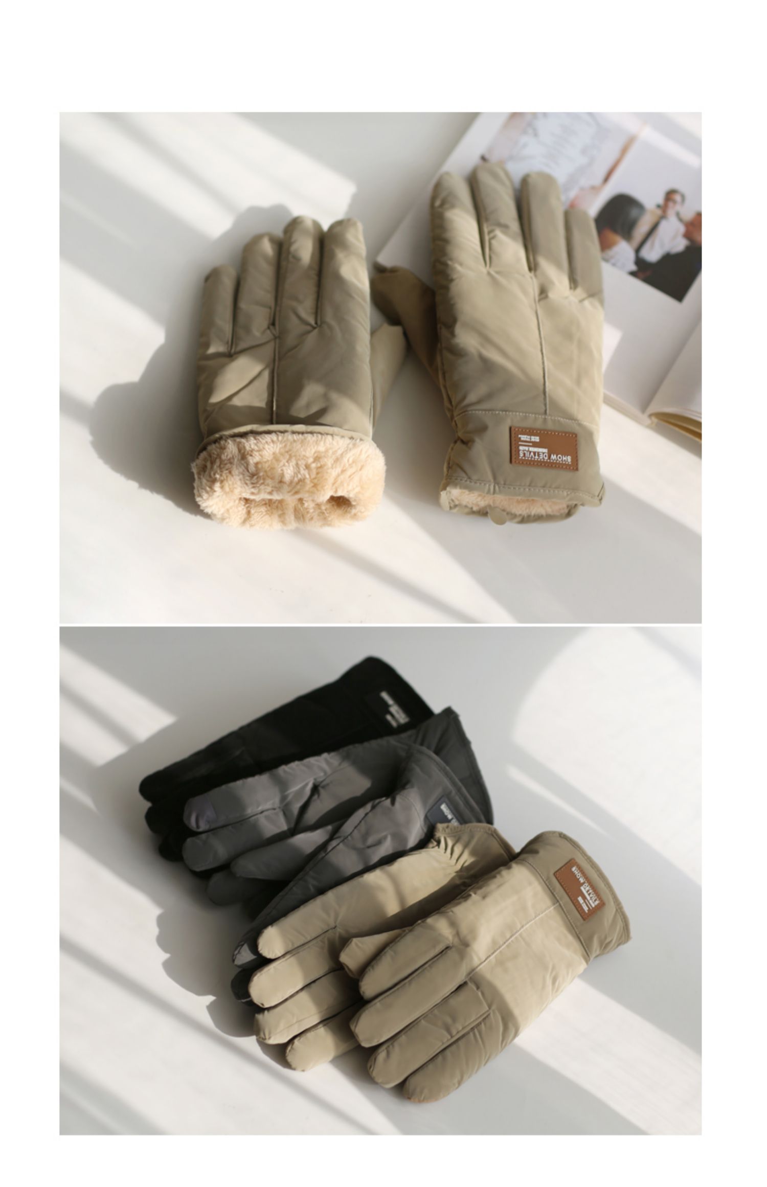 Outdoor wind cold resistant plush and thick insulation gloves for men's winter cycling waterproof 2022 new five_voghion.com