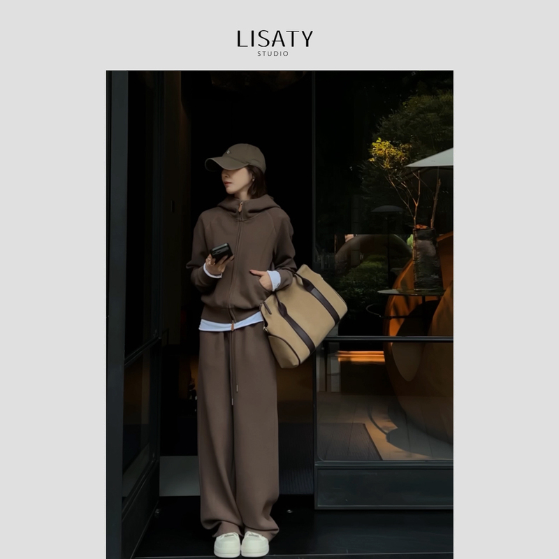 Lisaty | 26 Autumn/Winter "Minimalism" Wool Blend Hooded Zip-Up Jacket and Straight-Leg Pants Set W03 Lisaty | 26 Autumn/Winter "Minimalism" Wool Blend Hooded Zip-Up Jacket and Straight-Leg Pants Set W03