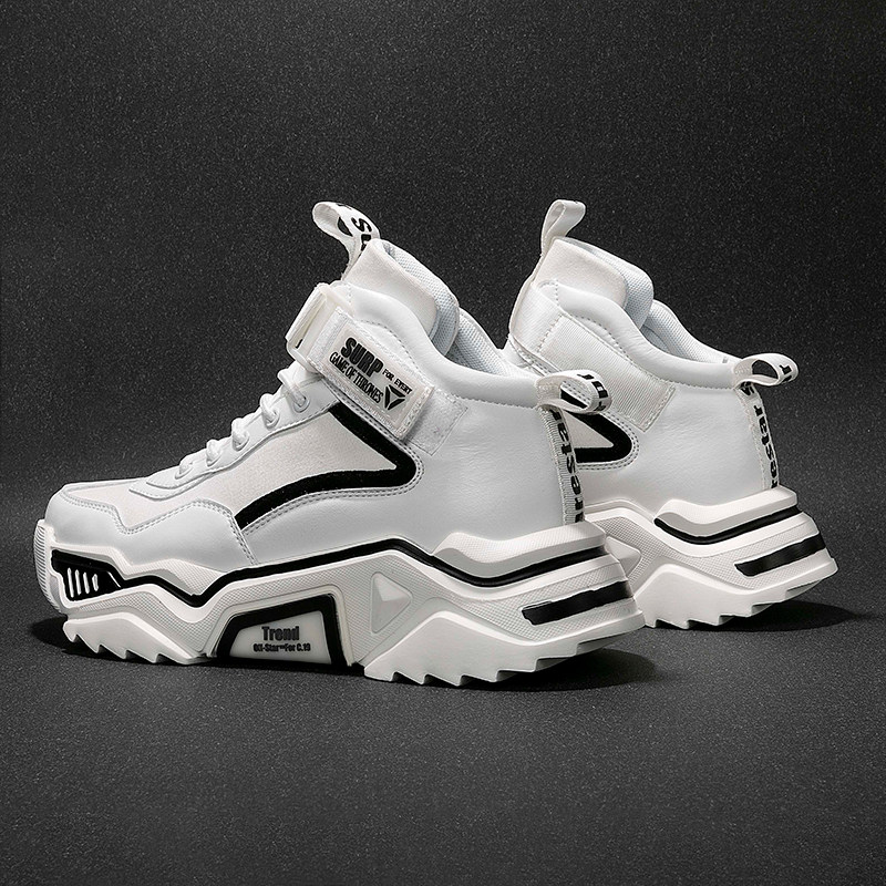 Tide Cards High Cylinder Shoes Men's Spring Autumn Korean Version Trendy Sports Shoes Men 100 Hitch Casual Tide Shoes Thick Bottom Breathable Boomer Shoes