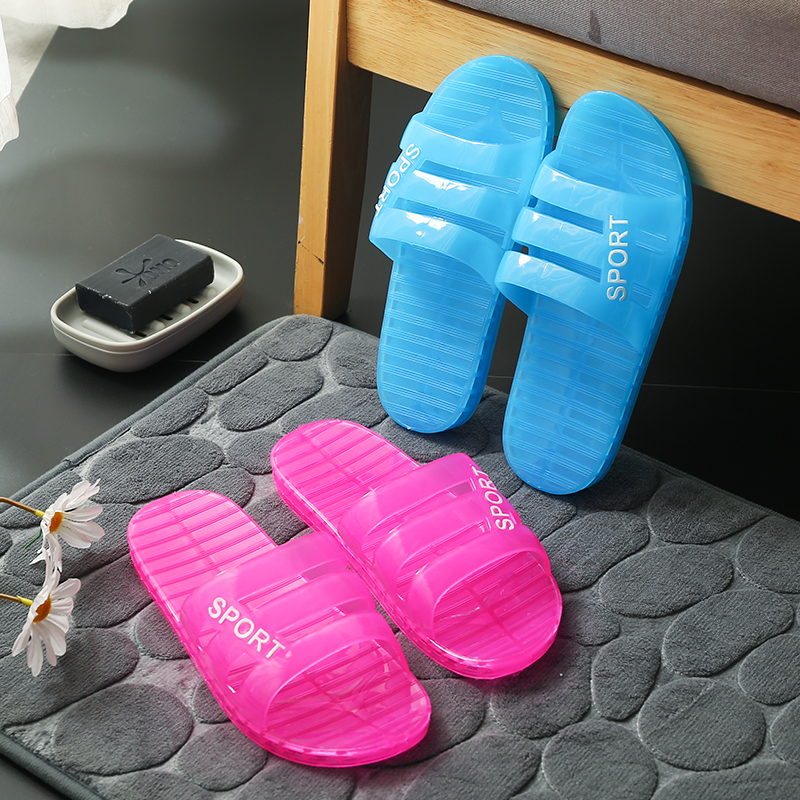 Solid color bathroom slippers women's non-absorbent indoor men's slippers home shoes household non-slip sandals and slippers shoes couple bath shoes