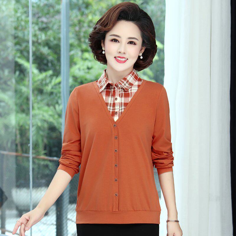 2021 new fall moms fake two 40-year-old 50 middle-aged women with early autumn blouses undershirt