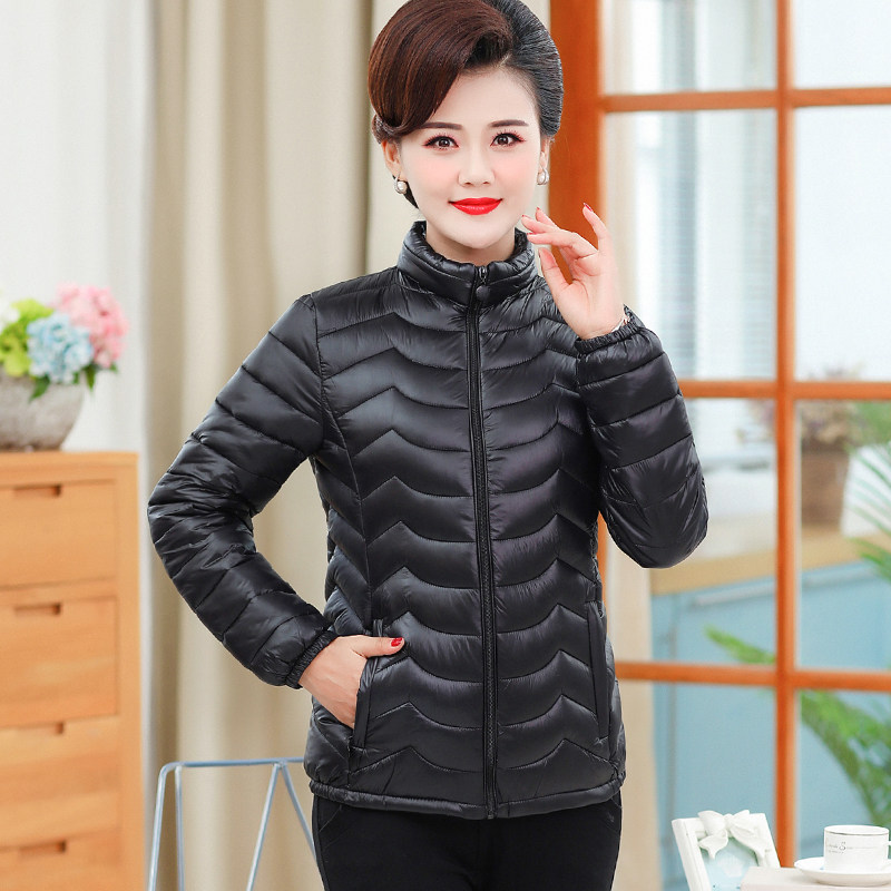 Middle-aged silk cotton clothing women's short light down cotton coat padded small quilted jacket Female mother winter loose jacket