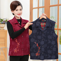 Middle-aged and elderly moms autumn clothing pure cotton waistcoat Middle-aged Womens Clothing Loose big code Foreign wear Shoulder Big Mother No Sleeve Vest