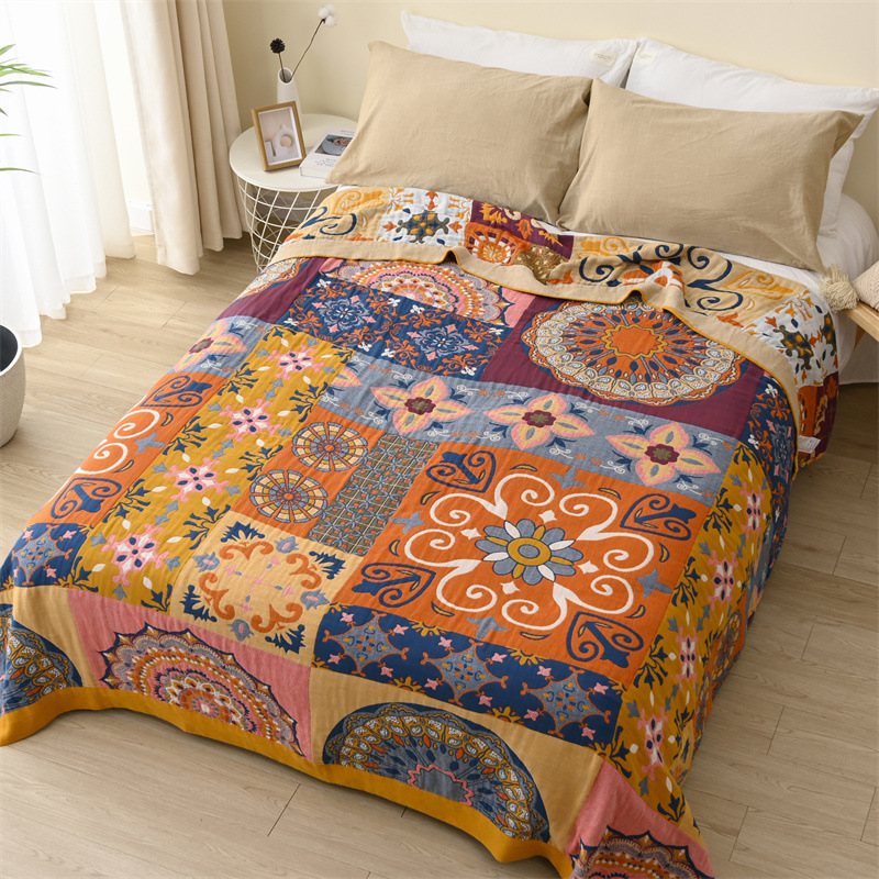 Roman Pattern Pure Cotton Multi-Layer Gauze Blanket Towel Quilt Bed Cover Bed Sheet Sofa Towel Bohemian Export Roman Pattern Pure Cotton Multi-Layer Gauze Blanket Towel Quilt Bed Cover Bed Sheet Sofa Towel Bohemian Export