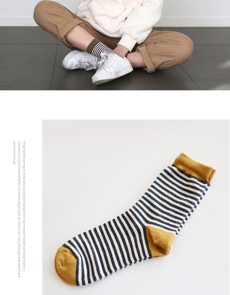 Vớ nữ sọc Hàn Quốc vớ cotton nữ vớ cotton thời trang phù hợp với sọc bốn mùa vớ nữ thời trang giản dị - Bít tất nữ vớ chống trượt
